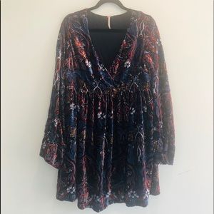 Free People Velvet-Like Long Sleeve Tunic Babydoll